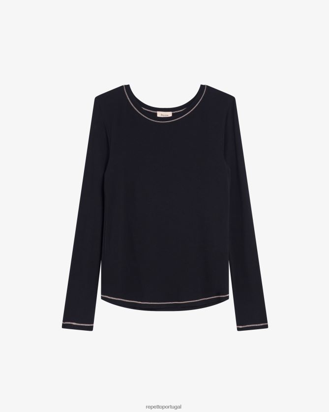 Repetto LJHHL336 mulheres top de mangas compridas roupas preto