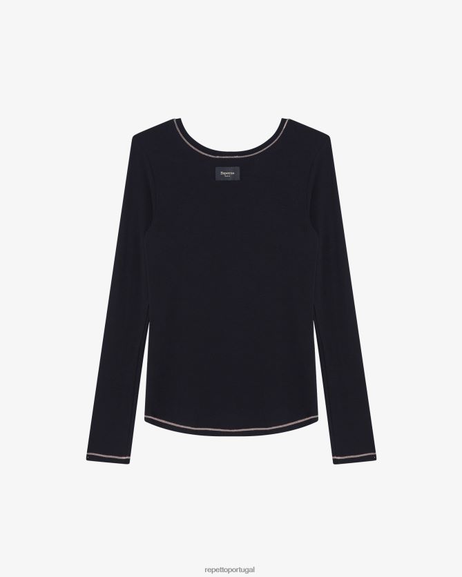 Repetto LJHHL336 mulheres top de mangas compridas roupas preto