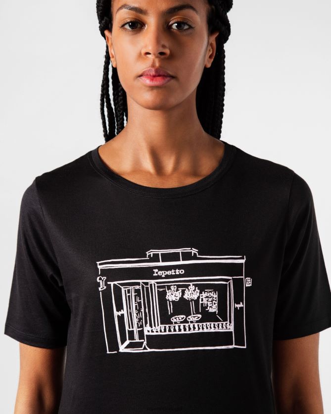 Repetto LJHHL342 mulheres camiseta boutique roupas preto