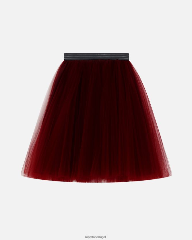 Repetto LJHHL390 mulheres saia tutu roupas vermelho bordô