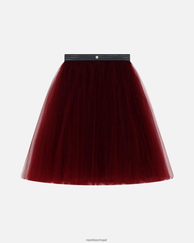 Repetto LJHHL390 mulheres saia tutu roupas vermelho bordô