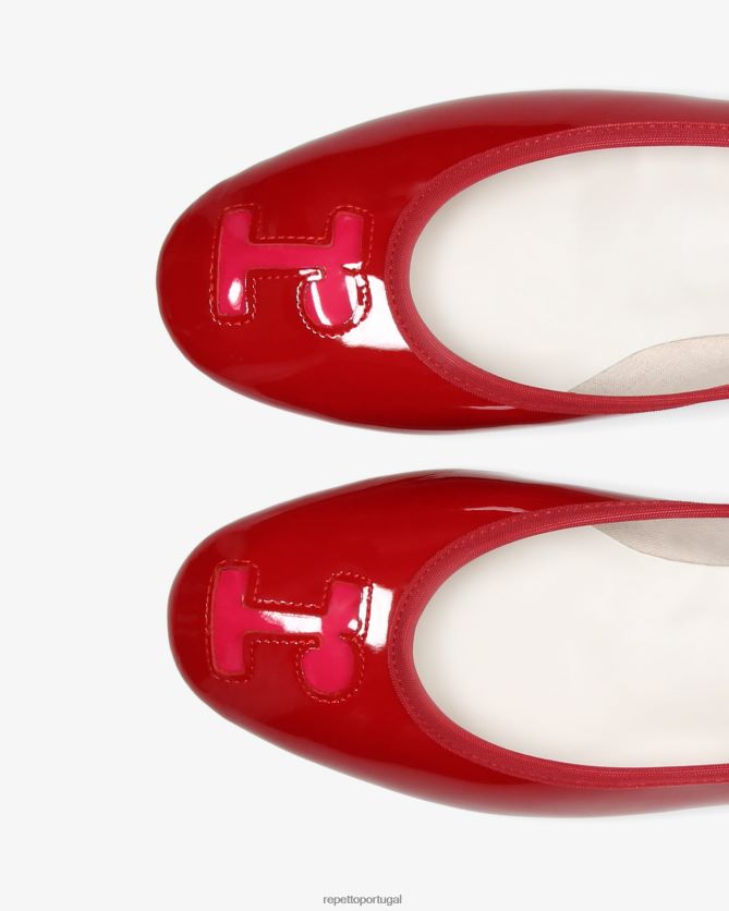 Repetto LJHHL122 mulheres bailarinas granadina calçados rosa framboesa e vermelho flamejante