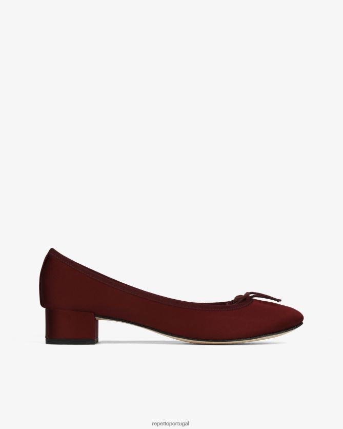 Repetto LJHHL2 mulheres bailarinas camille - cetim calçados pommar vermelho