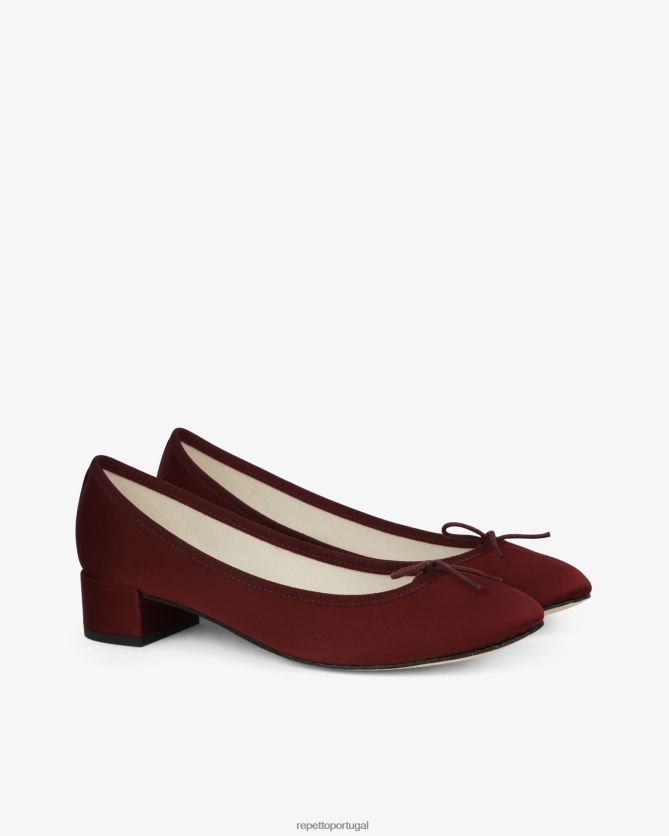 Repetto LJHHL2 mulheres bailarinas camille - cetim calçados pommar vermelho