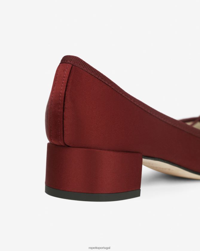 Repetto LJHHL2 mulheres bailarinas camille - cetim calçados pommar vermelho