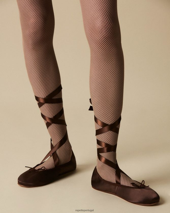 Repetto LJHHL32 mulheres bailarinas sophia - cetim calçados moca marrom