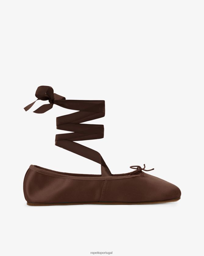 Repetto LJHHL32 mulheres bailarinas sophia - cetim calçados moca marrom