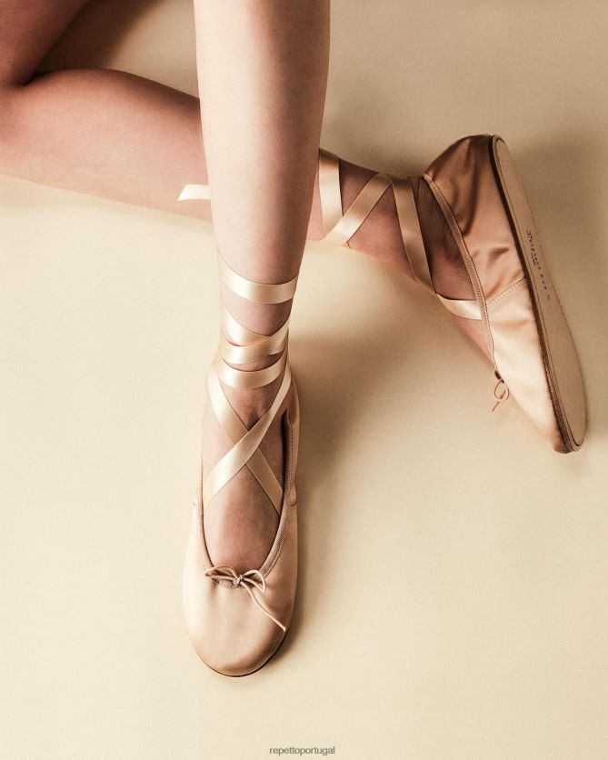 Repetto LJHHL44 mulheres bailarinas sophia - cetim calçados bege