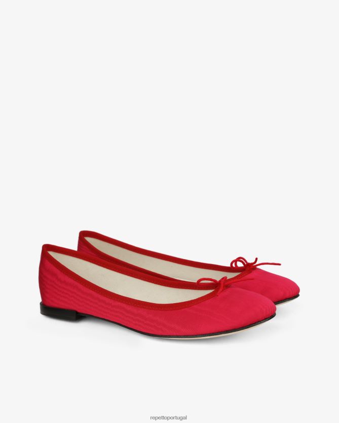 Repetto LJHHL52 mulheres bailarinas cendrillon - cetim calçados rosa framboesa e vermelho flamejante