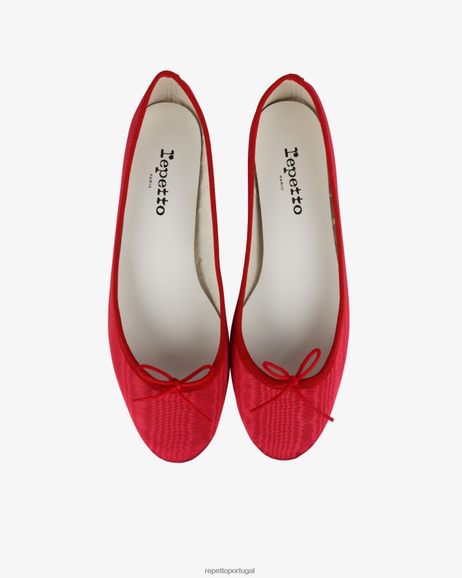 Repetto LJHHL52 mulheres bailarinas cendrillon - cetim calçados rosa framboesa e vermelho flamejante