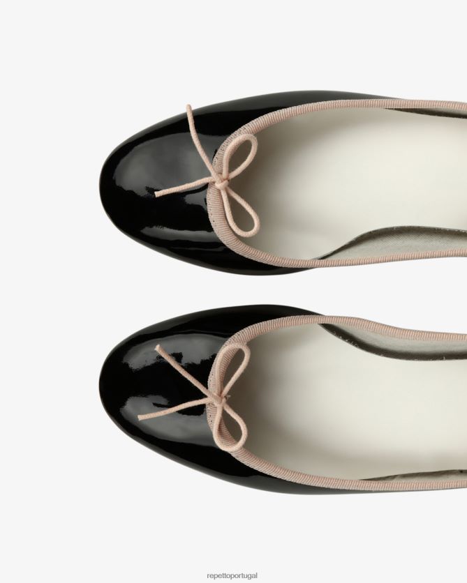 Repetto LJHHL55 mulheres bailarinas camille calçados preto e rosa icônico