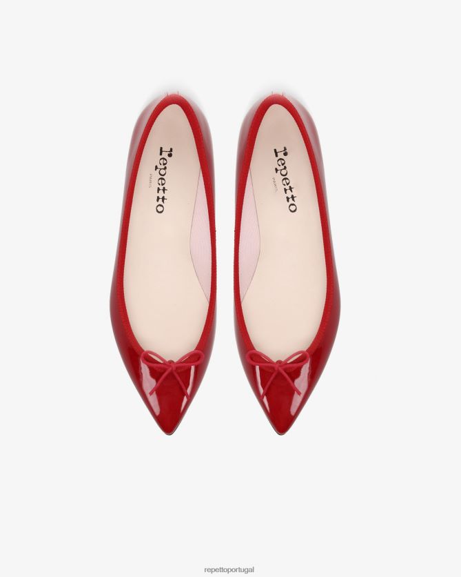 Repetto LJHHL59 mulheres bailarina brigitte bico fino calçados vermelho flamejante