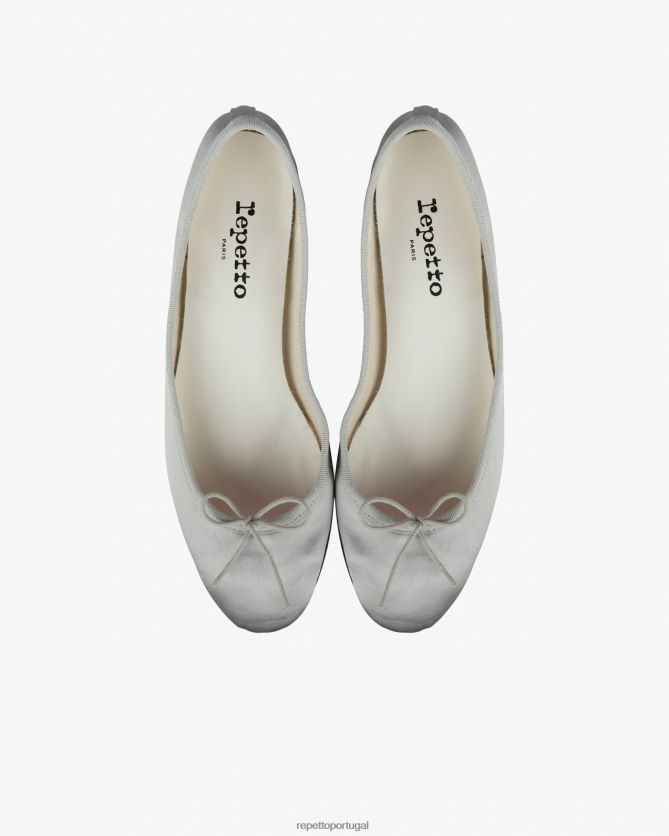 Repetto LJHHL86 mulheres bailarinas camille - cetim calçados cinza pérola