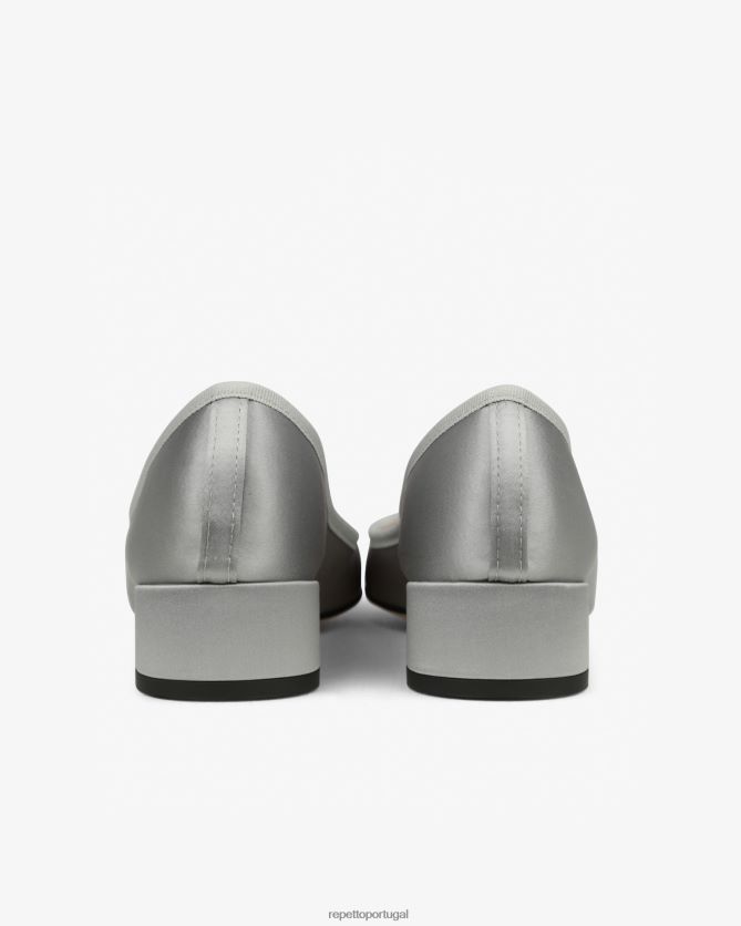 Repetto LJHHL86 mulheres bailarinas camille - cetim calçados cinza pérola
