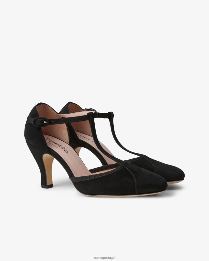 Repetto LJHHL247 mulheres alças baya calçados carbono preto