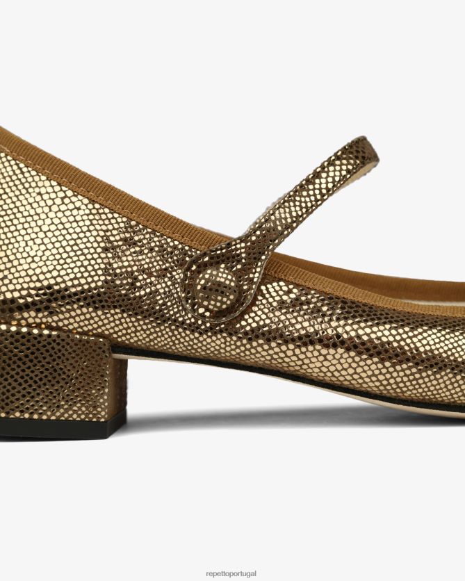 Repetto LJHHL148 mulheres rosa mary janes calçados ouro antigo