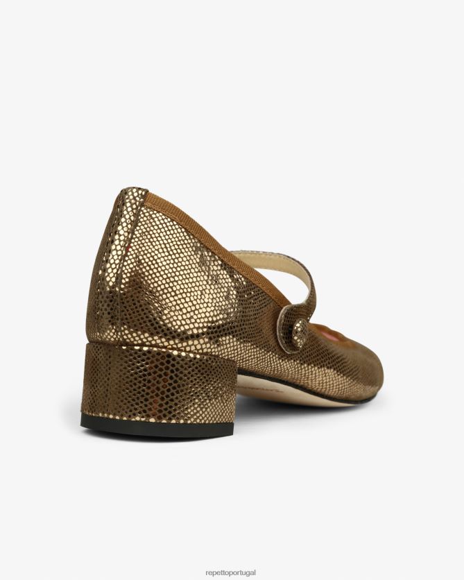 Repetto LJHHL148 mulheres rosa mary janes calçados ouro antigo
