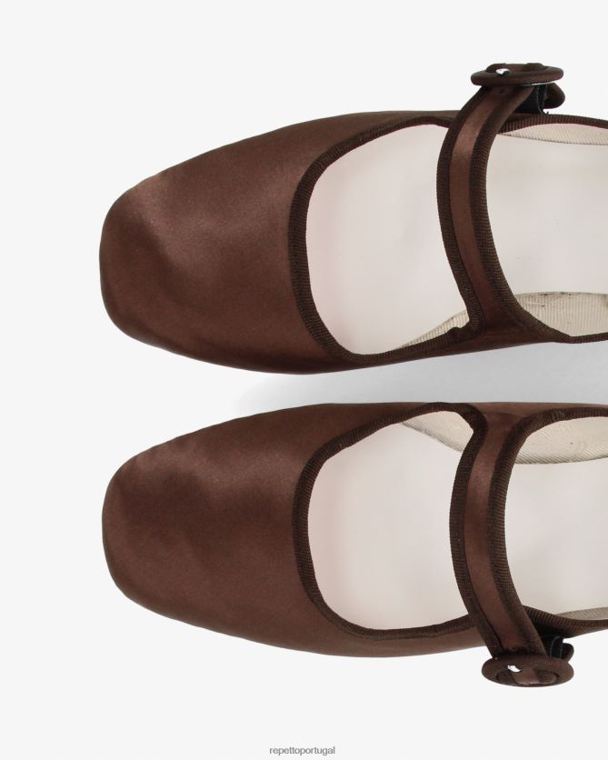 Repetto LJHHL150 mulheres georgia mary janes - cetim calçados moca marrom
