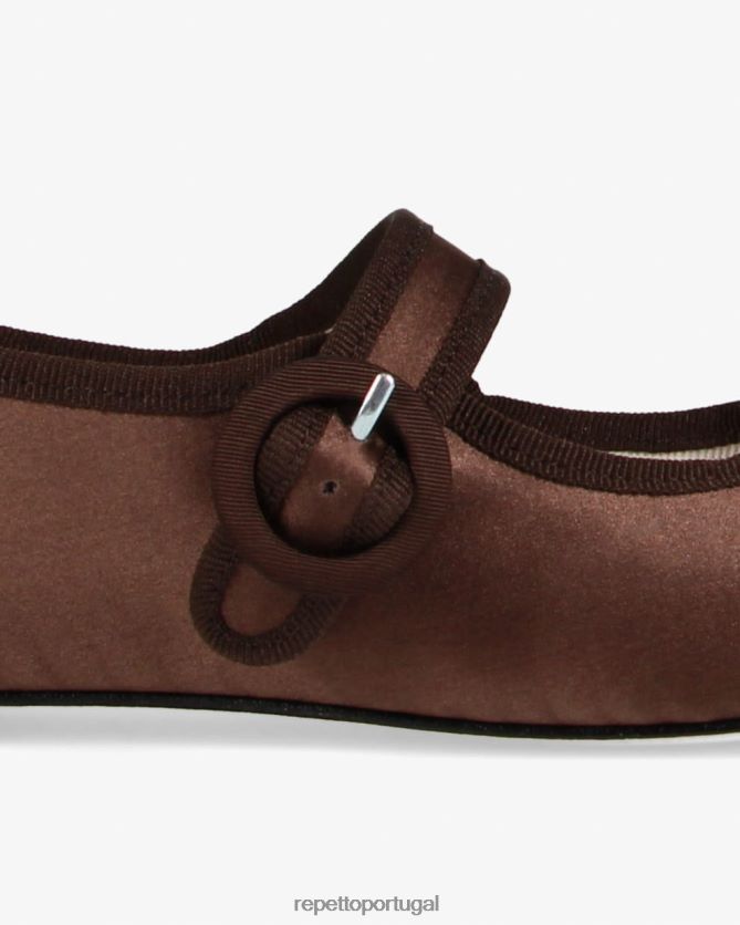 Repetto LJHHL150 mulheres georgia mary janes - cetim calçados moca marrom