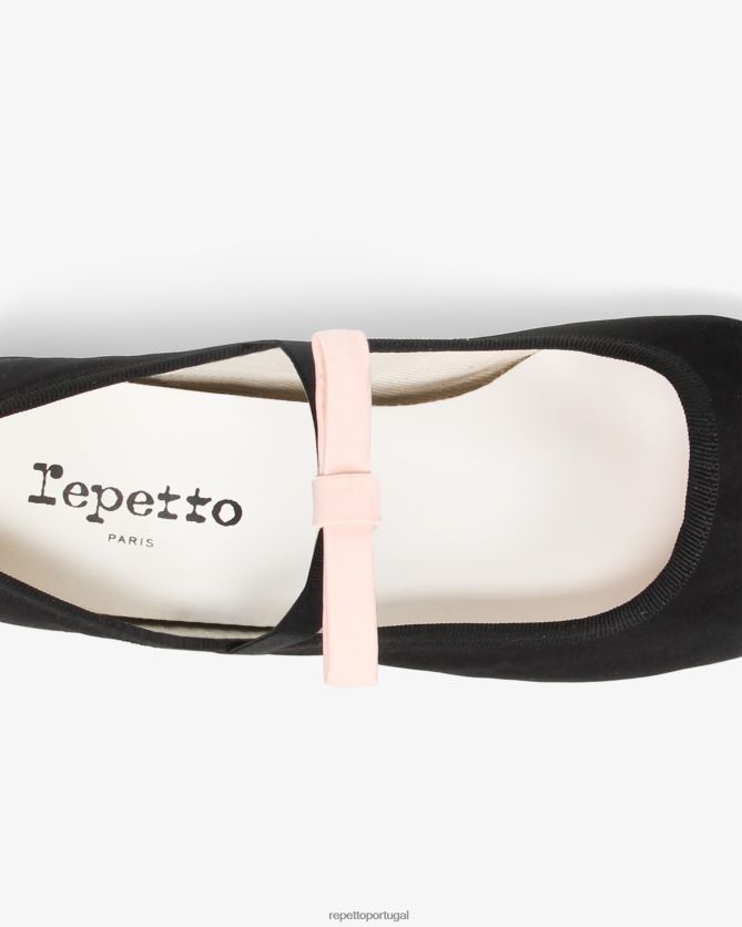 Repetto LJHHL152 mulheres guillemette mary janes - cetim calçados preto e rosa icônico