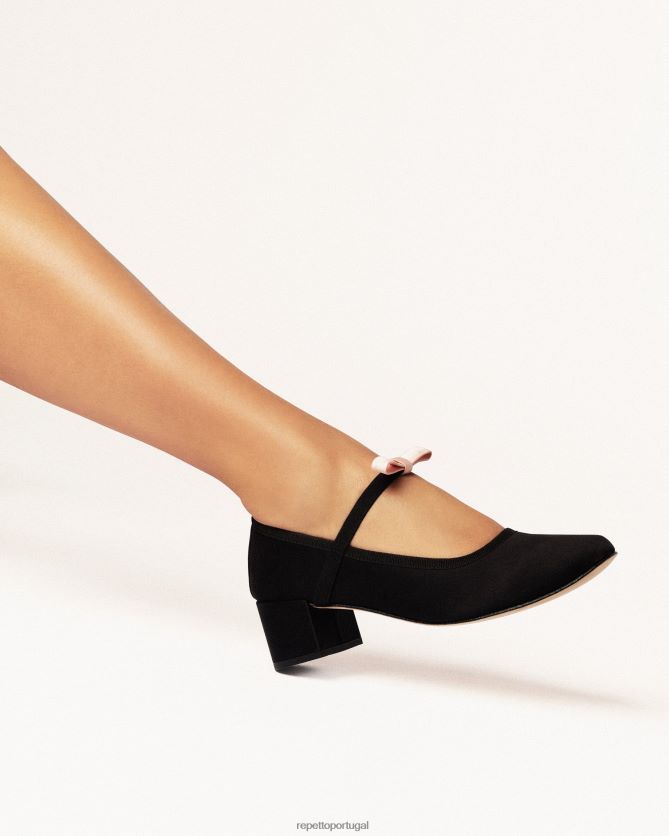 Repetto LJHHL152 mulheres guillemette mary janes - cetim calçados preto e rosa icônico