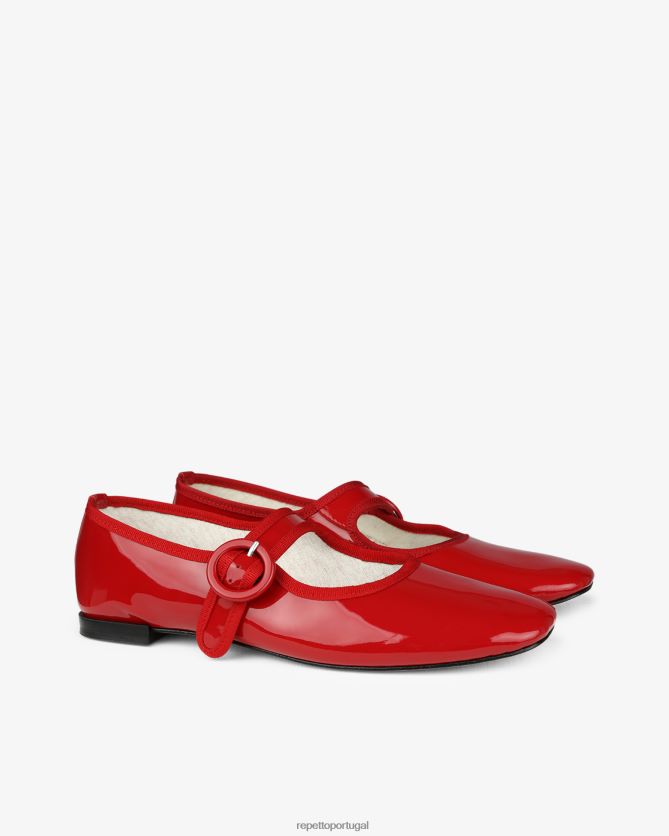 Repetto LJHHL158 mulheres Geórgia Maria Janes calçados vermelho flamejante