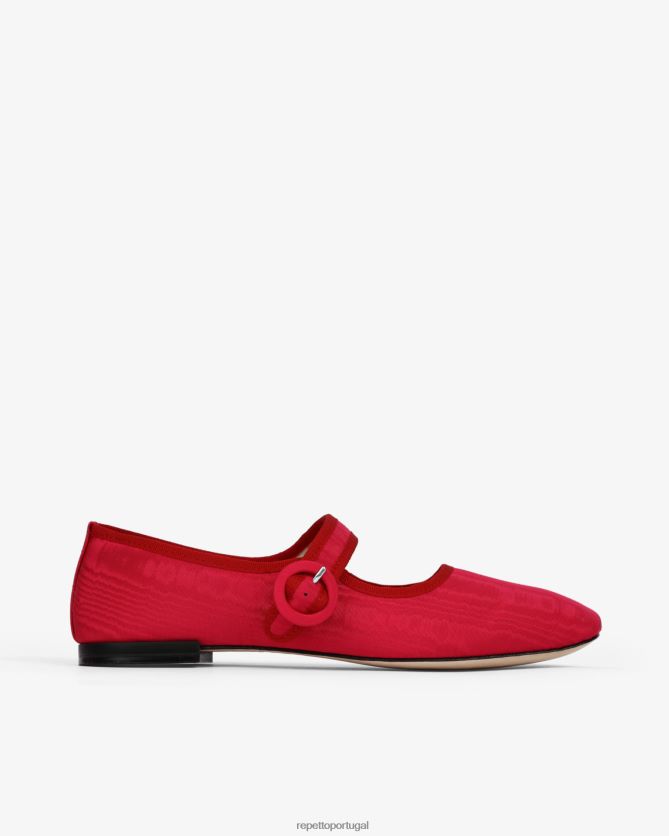 Repetto LJHHL167 mulheres georgia mary janes - cetim calçados rosa framboesa e vermelho flamejante