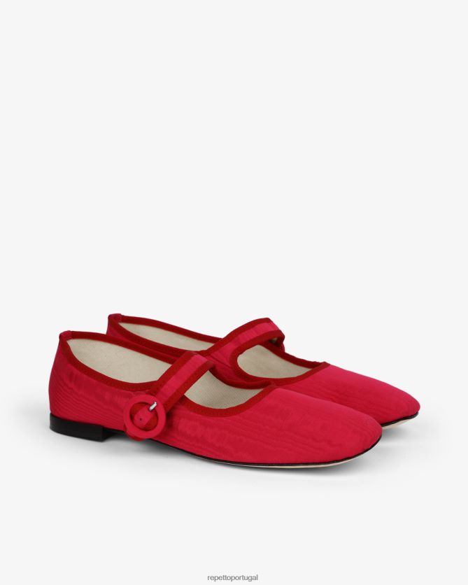 Repetto LJHHL167 mulheres georgia mary janes - cetim calçados rosa framboesa e vermelho flamejante