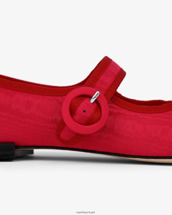 Repetto LJHHL167 mulheres georgia mary janes - cetim calçados rosa framboesa e vermelho flamejante