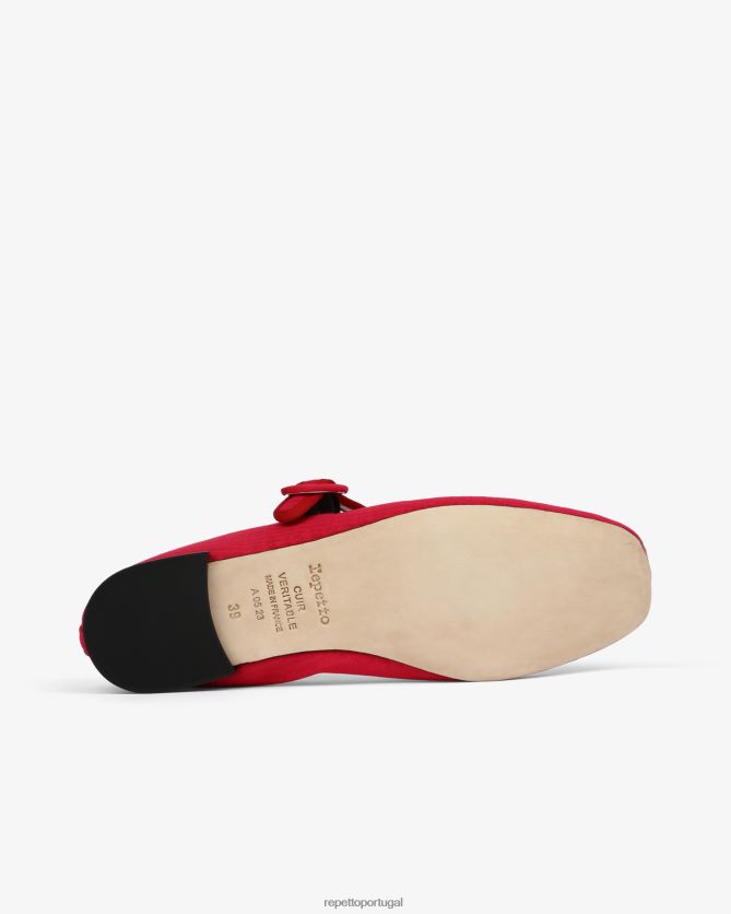 Repetto LJHHL167 mulheres georgia mary janes - cetim calçados rosa framboesa e vermelho flamejante