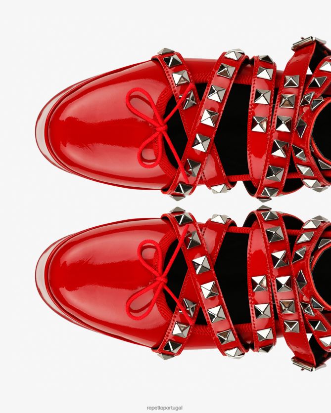 Repetto LJHHL180 mulheres x noir kei ninomiya - plataforma mary janes com tira no tornozelo calçados vermelho flamejante