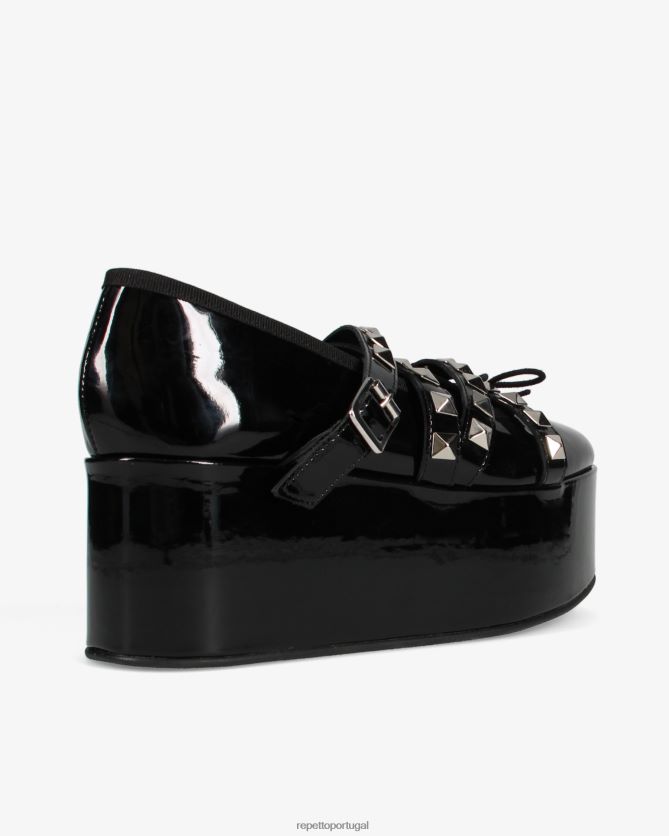 Repetto LJHHL182 mulheres x noir kei ninomiya - plataforma mary janes com alça cravejada calçados preto