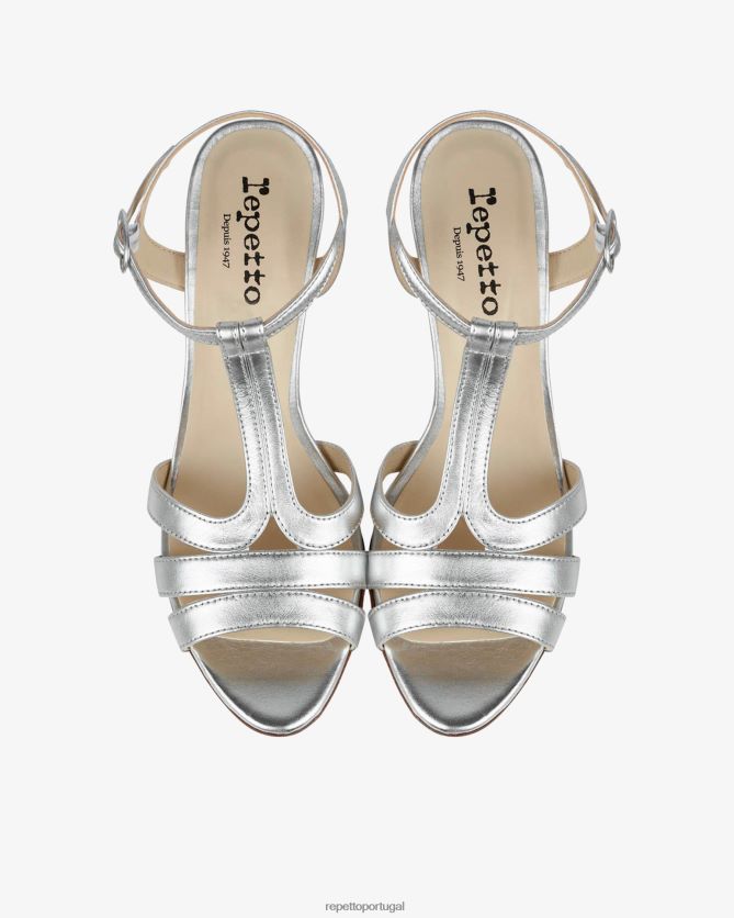 Repetto LJHHL242 mulheres sandálias de biquíni calçados prata