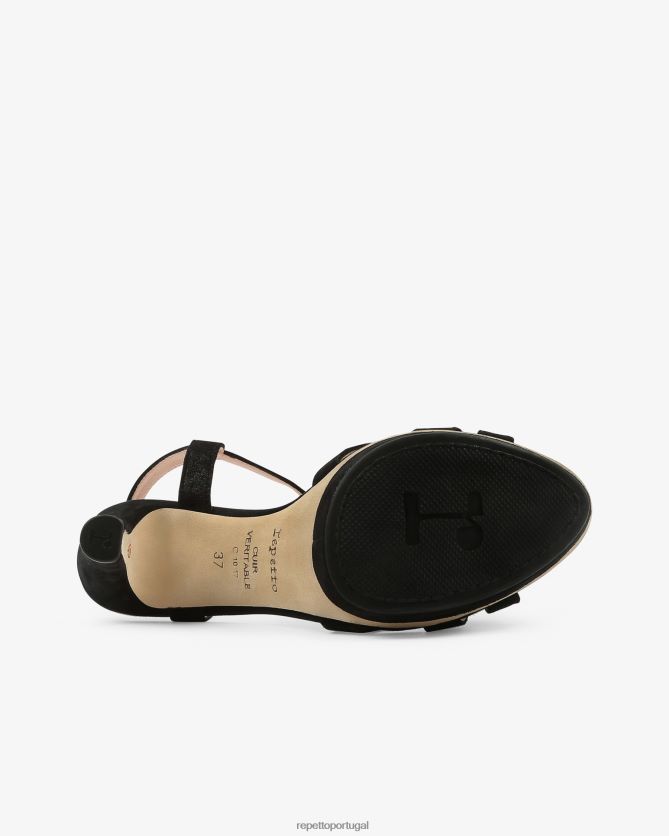Repetto LJHHL244 mulheres sandálias de biquíni calçados carbono preto