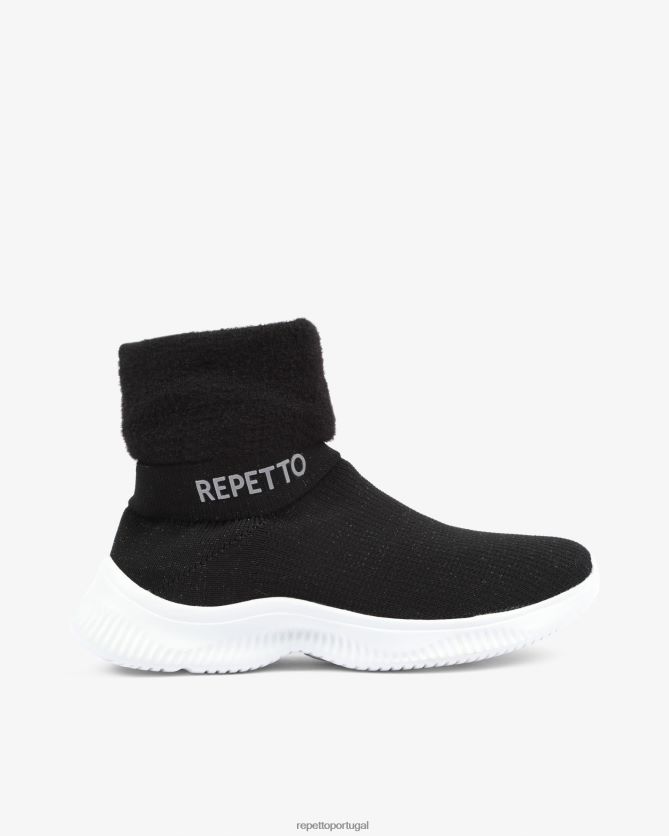 Repetto LJHHL259 mulheres Tênis de aquecimento alto 3d calçados preto