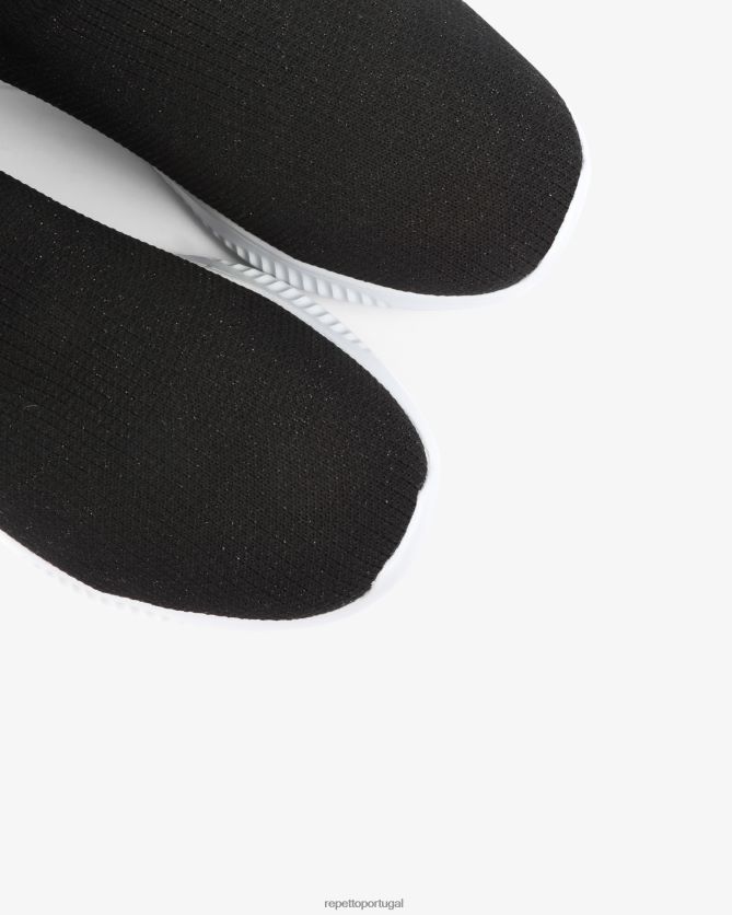 Repetto LJHHL259 mulheres Tênis de aquecimento alto 3d calçados preto